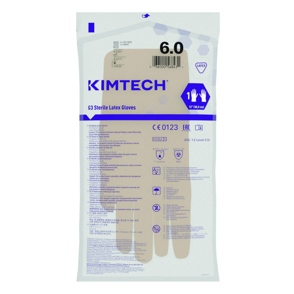 Cleanroom Gloves Kimtech™ G3, latex, sterile Cleanroom Gloves Kimtech™ G3, latex, sterile