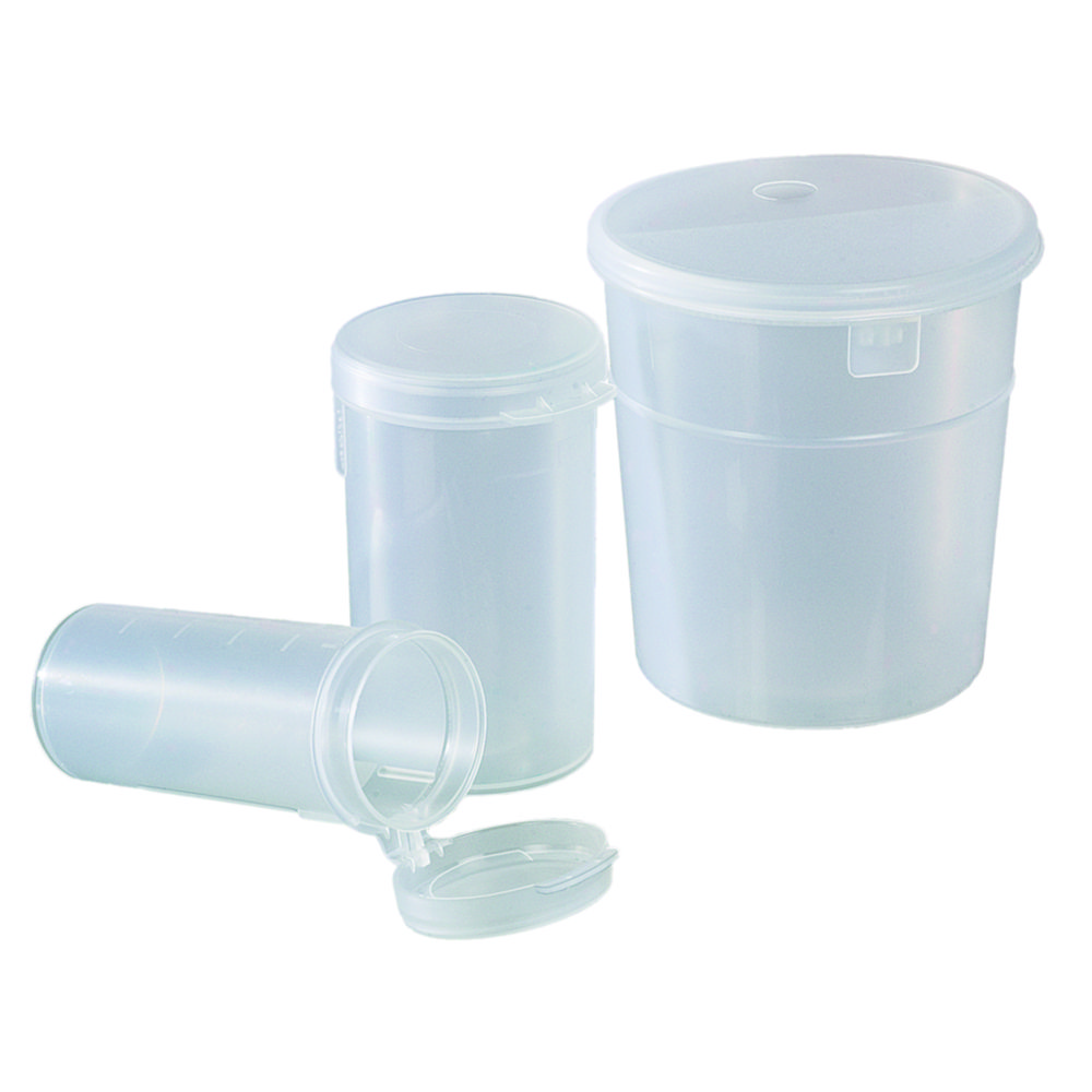 Sample beakers, PP, sterile, with labeling field and graduation Sample beakers, PP, sterile, with labeling field and graduation