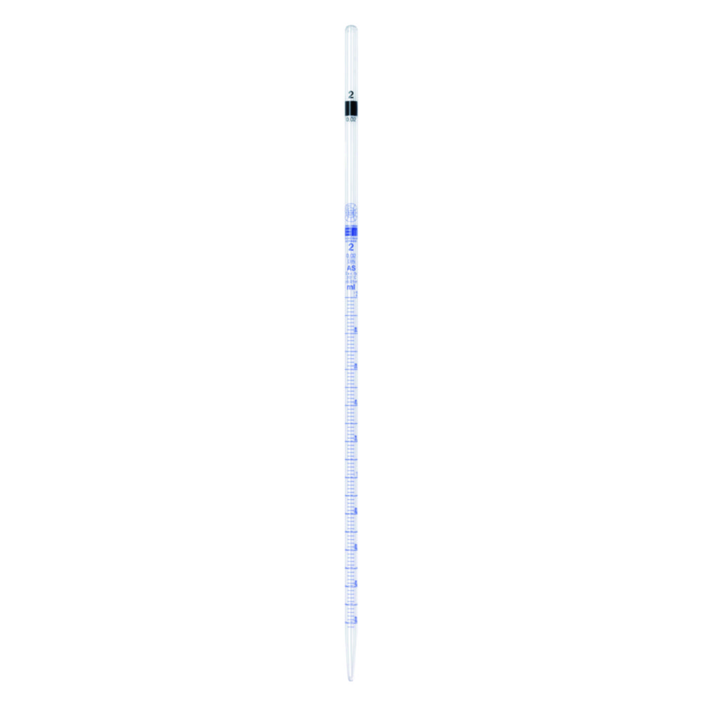 Graduated pipettes, Soda-lime glass, class AS, blue graduation, type 2 Graduated pipettes, Soda-lime glass, class AS, blue graduation, type 2