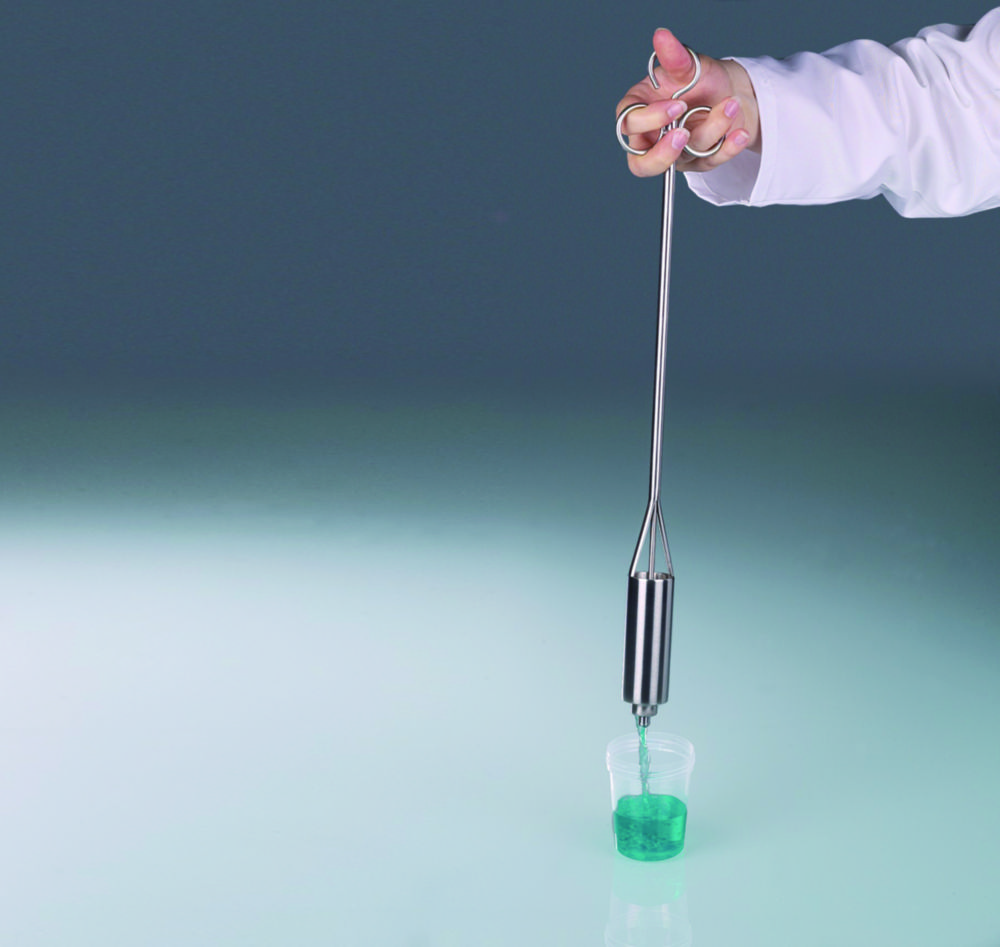 Liquid-Sampler, single hand operation, stainless steel V4A (1.4404), open with thumb Liquid-Sampler, single hand operation, stainless steel V4A (1.4404), open with thumb