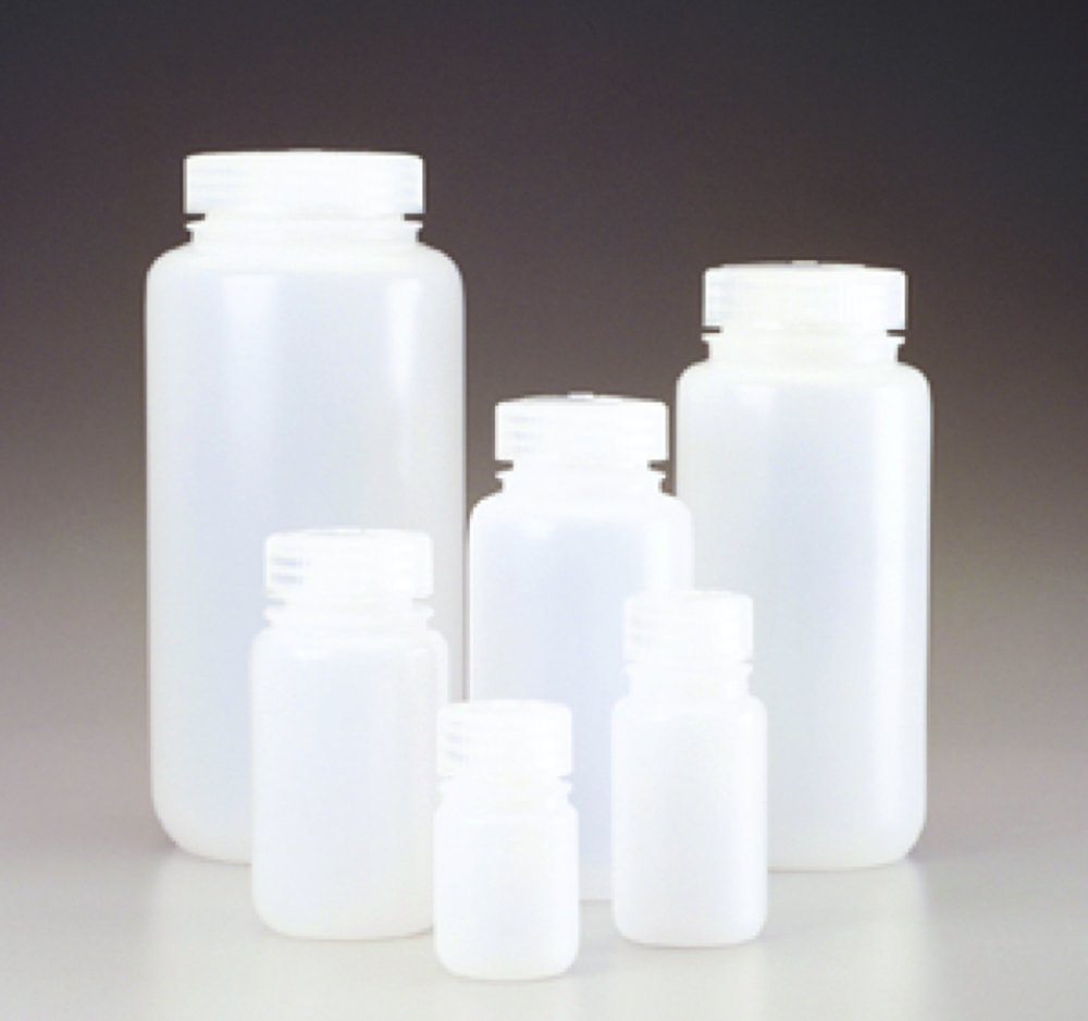 Wide mouth bottles Nalgene™ Economy, HDPE, with screw cap, PP Wide mouth bottles Nalgene™ Economy, HDPE, with screw cap, PP