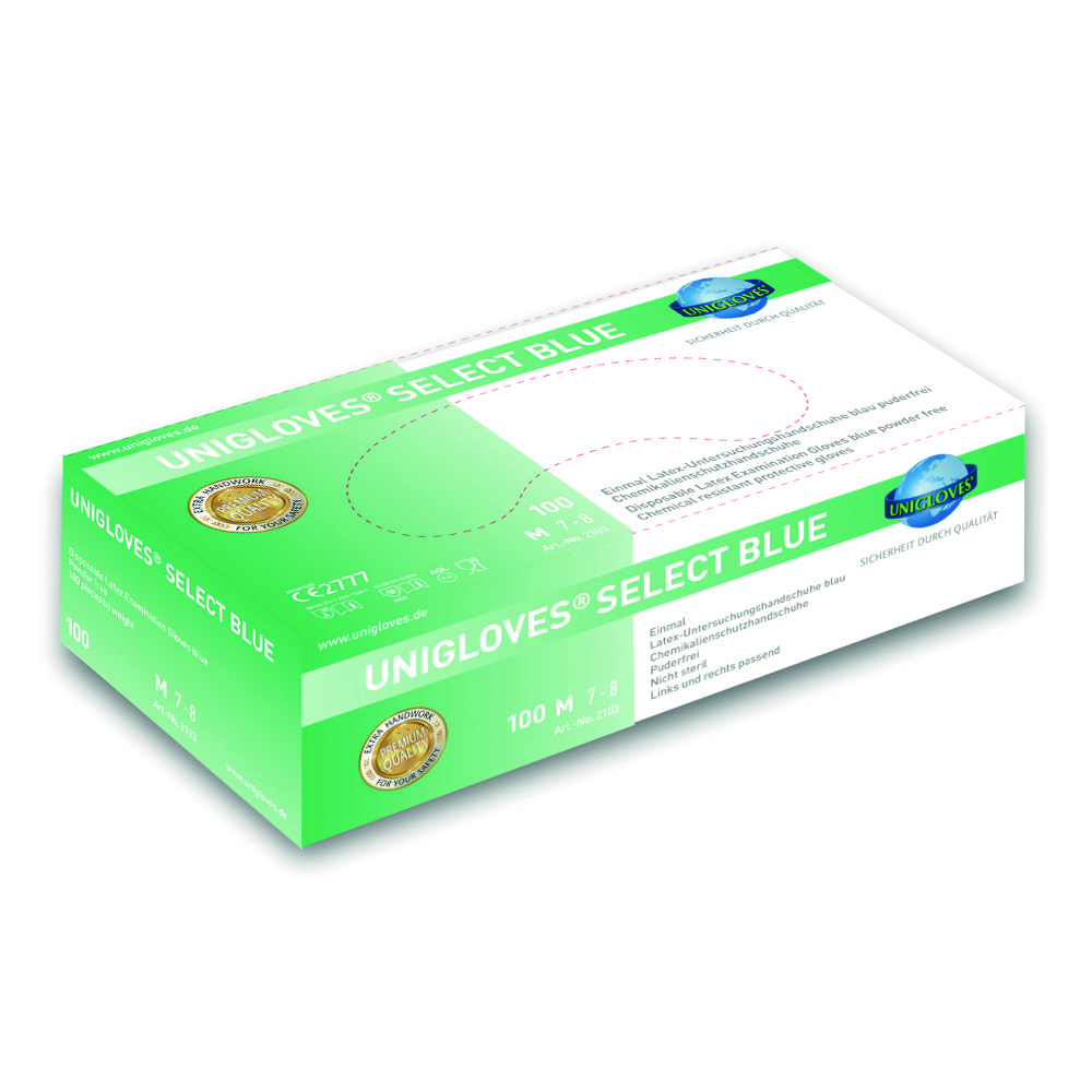 Disposable Gloves Select Blue, Latex Disposable Gloves Select Blue, Latex