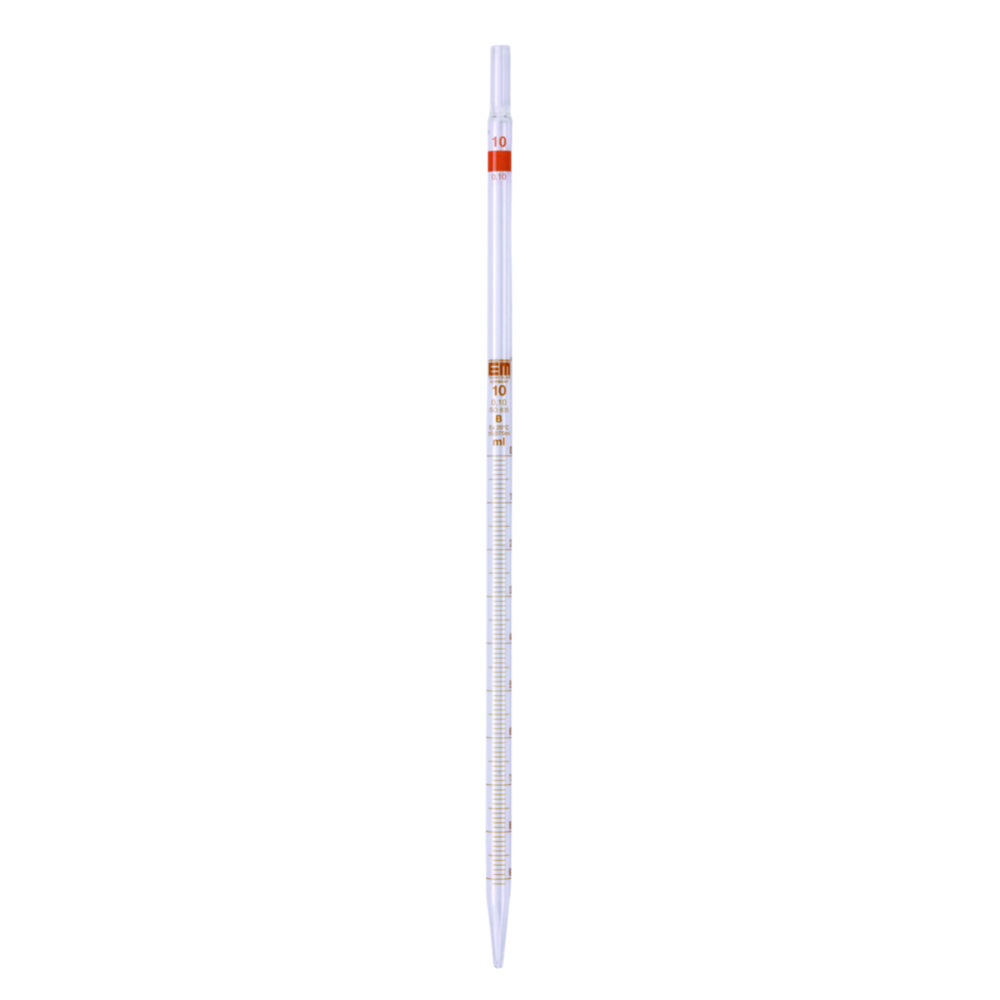 Graduated pipettes, Soda-lime glass, class B, amber stain graduation, type 3 Graduated pipettes, Soda-lime glass, class B, amber stain graduation, type 3