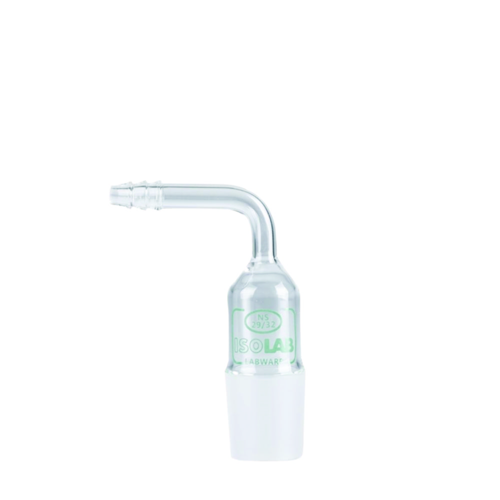 Adapter for tubing, borosilicate glass 3.3, angled (90°), without stopcock Adapter for tubing, borosilicate glass 3.3, angled (90°), without stopcock
