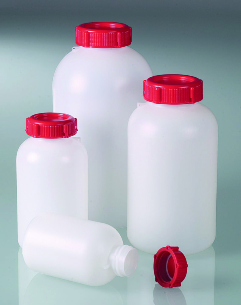 Wide-mouth bottles, HDPE, sealable Wide-mouth bottles, HDPE, sealable