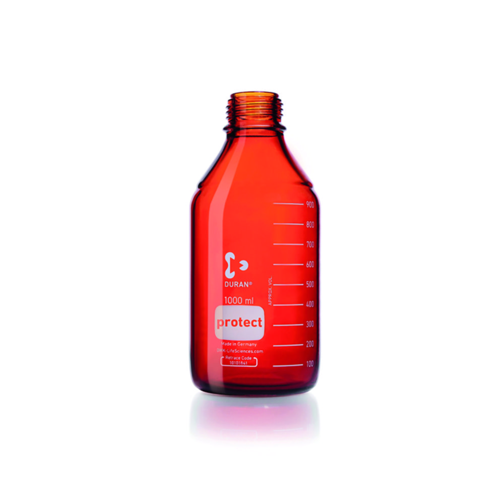 Safety-coated bottles, DURAN®, brown, with retrace code Safety-coated bottles, DURAN®, brown, with retrace code