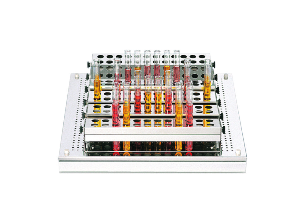 Test tube rack for shaking trays, stainless steel Test tube rack for shaking trays, stainless steel
