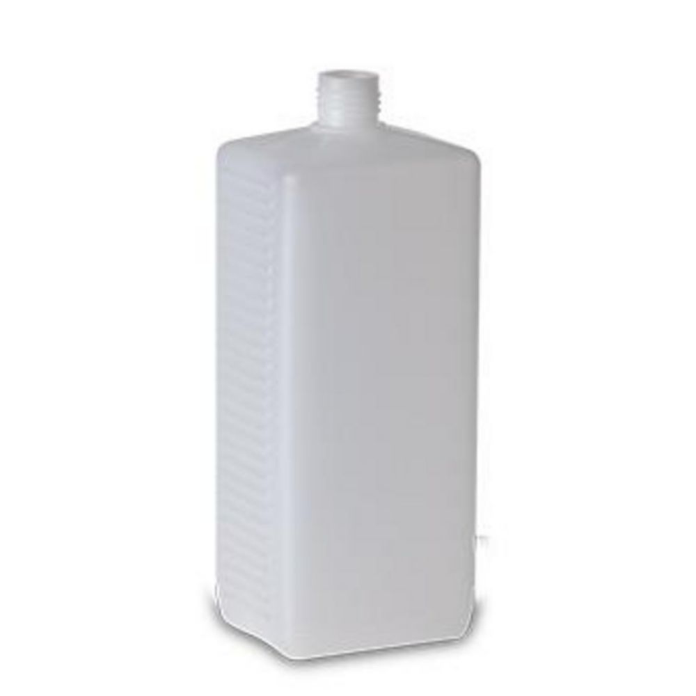 HDPE-Square bottles 1000 ml nature, thread 25, fluted, w/o.UN license, in foil bag,pack of 115