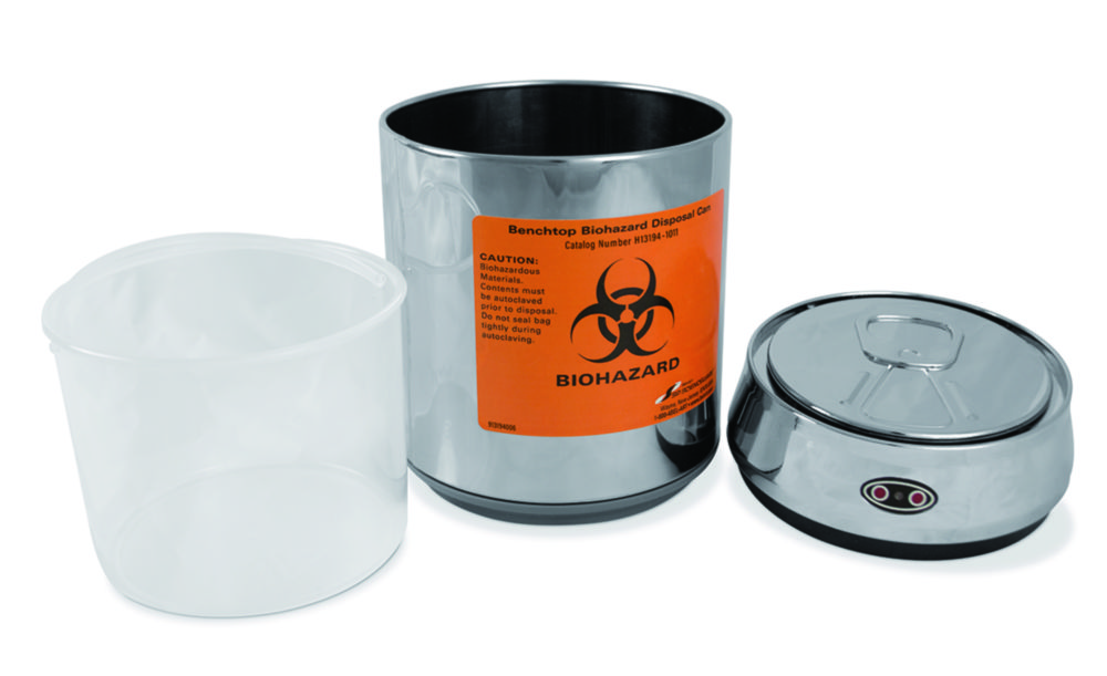 Disposal can biohazard, stainless steel, with motion sensor lid Disposal can biohazard, stainless steel, with motion sensor lid
