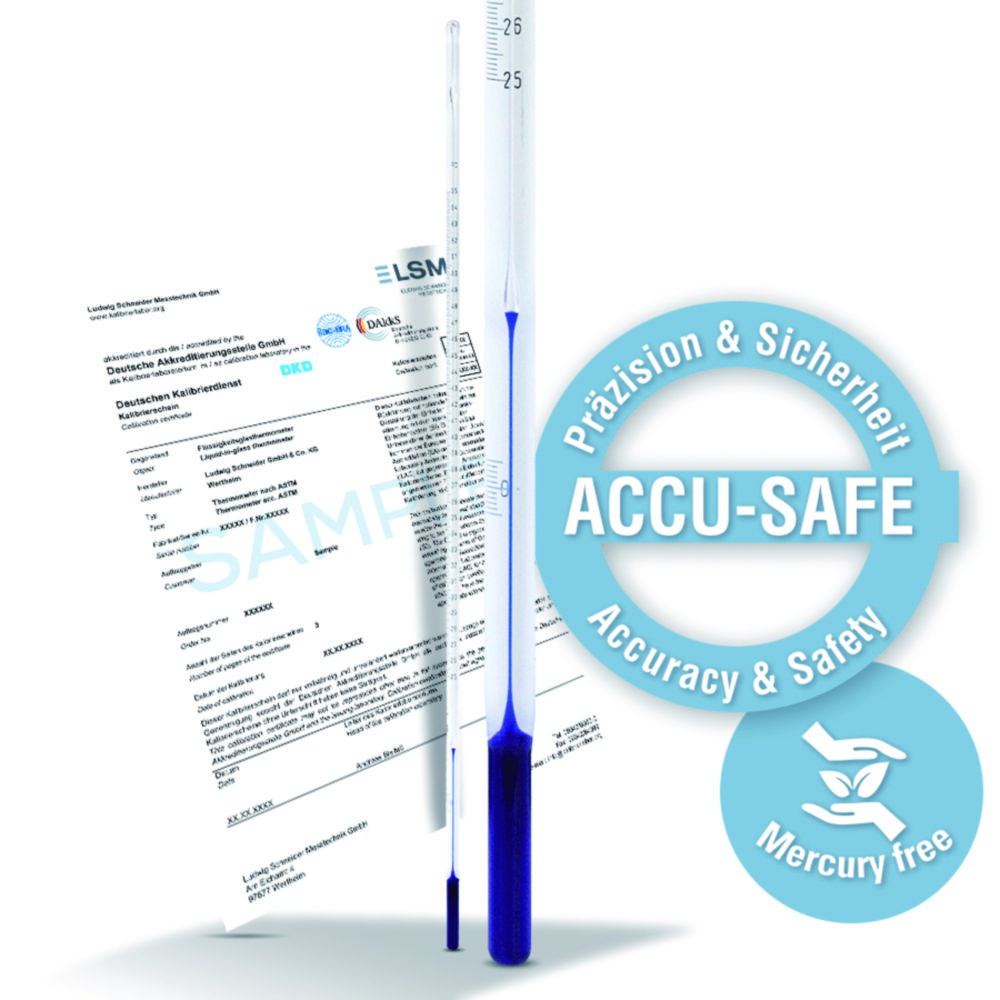 Precision thermometer ACCU-SAFE, similar ASTM, Fahrenheit scale, stem type Precision thermometer ACCU-SAFE, similar ASTM, Fahrenheit scale, stem type