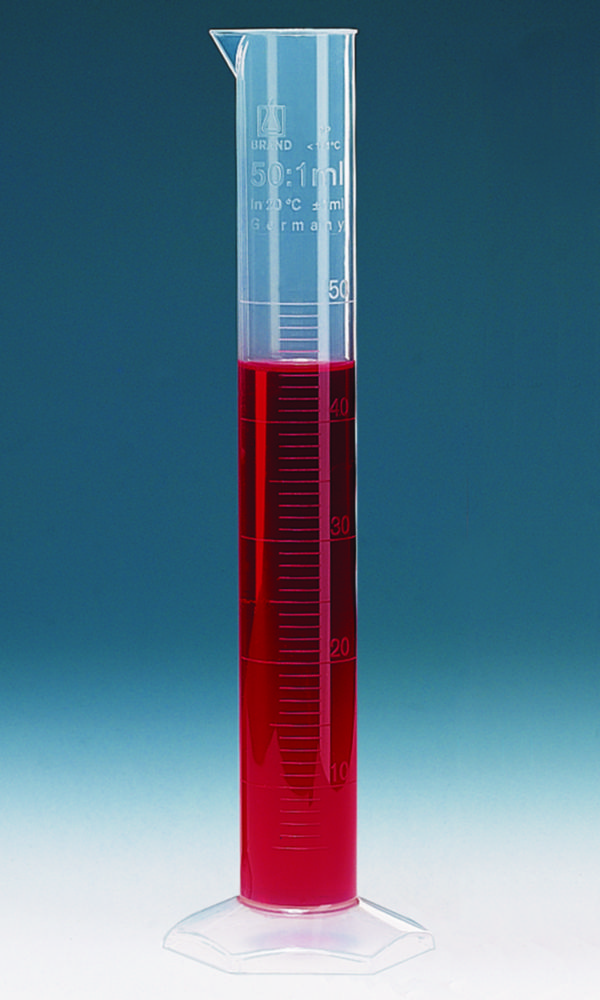 Graduated cylinders, PP, tall form, class B, embossed scale Graduated cylinders, PP, tall form, class B, embossed scale
