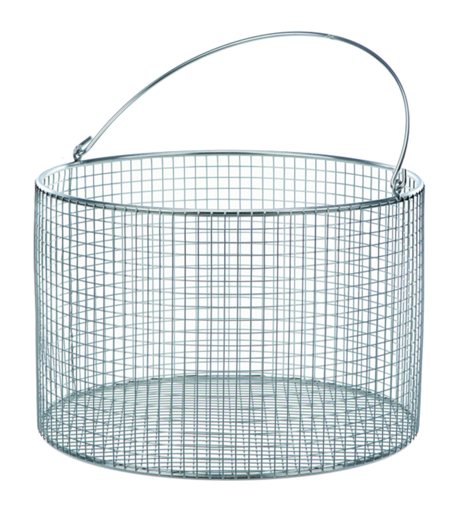 Wire baskets with handle, round, stainless steel Wire baskets with handle, round, stainless steel