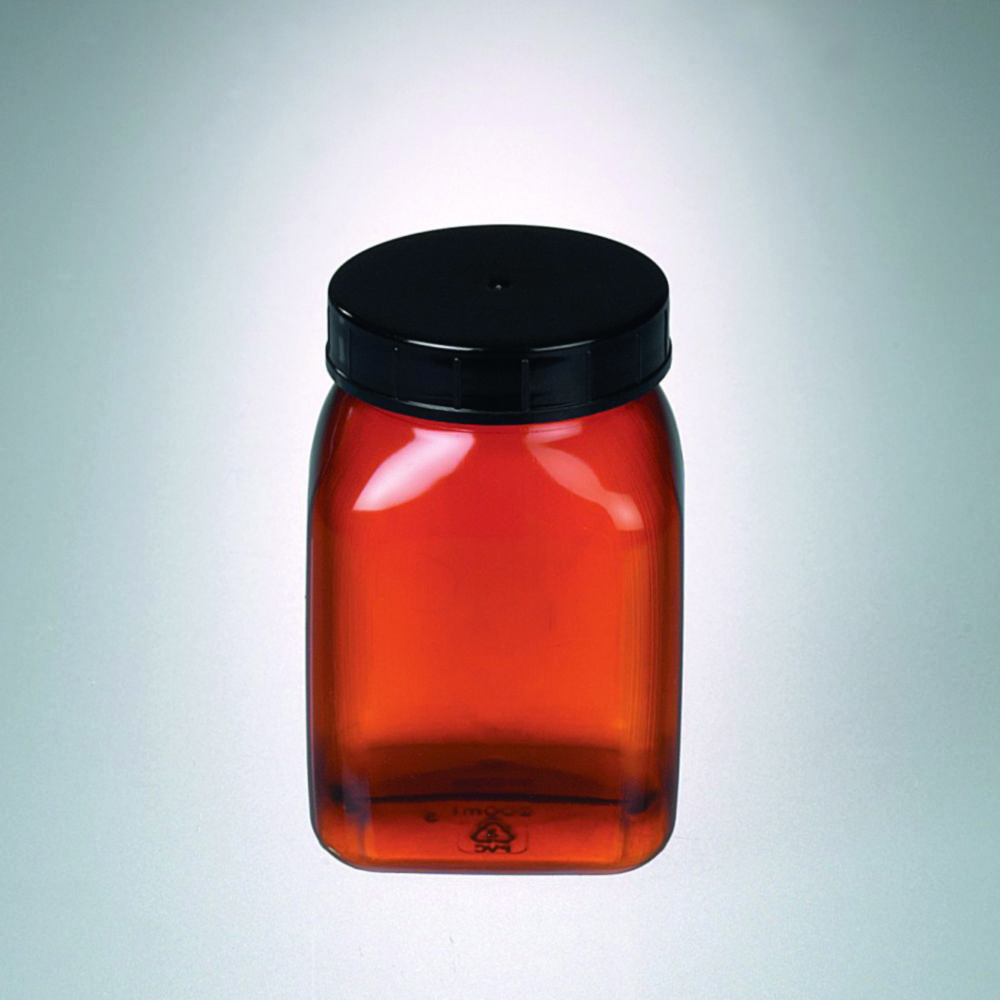 Square wide-mouth containers, PVC, amber Square wide-mouth containers, PVC, amber