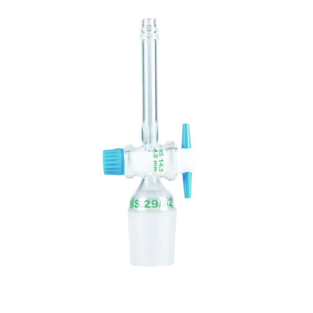 Adapter for tubing, borosilicate glass 3.3, straight, with stopcock Adapter for tubing, borosilicate glass 3.3, straight, with stopcock