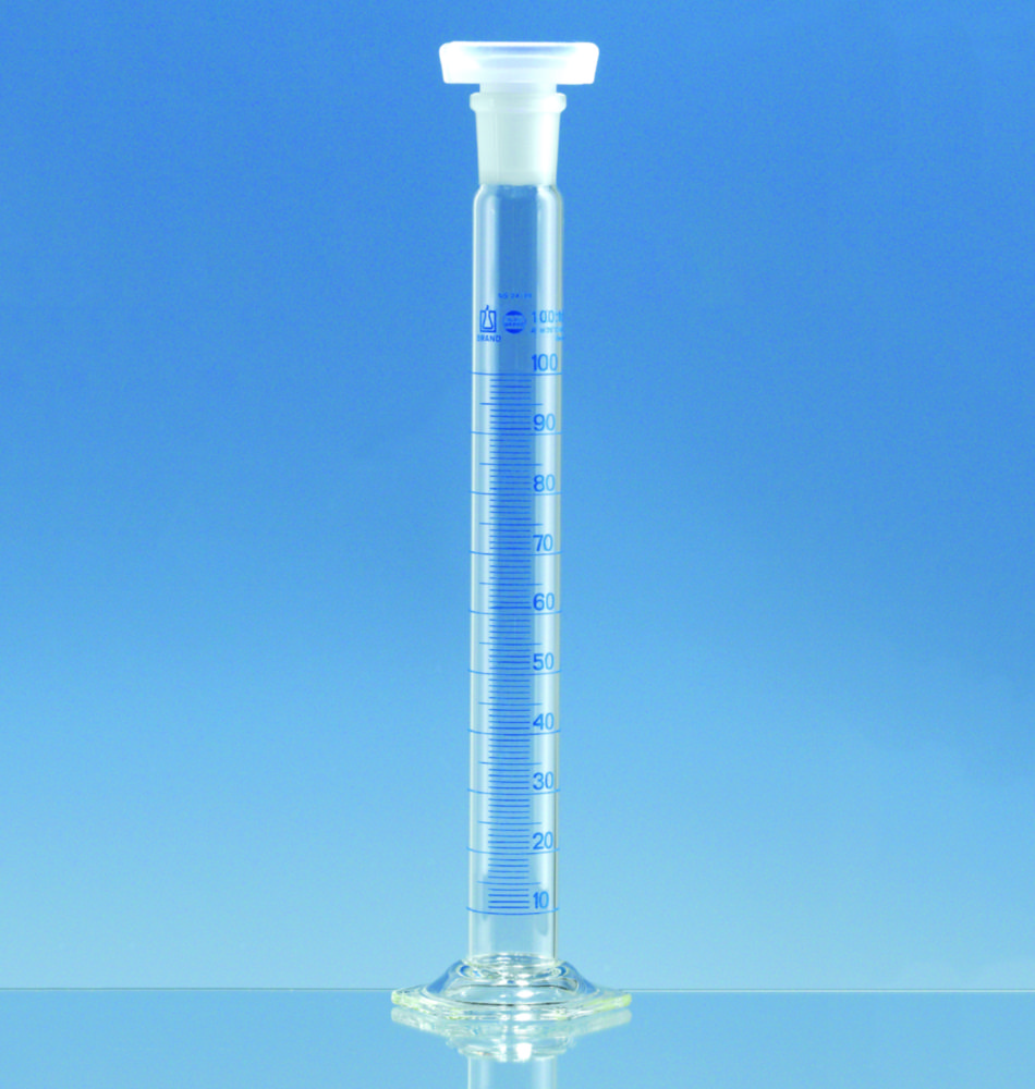 Mixing cylinders, borosilicate glass 3.3, tall form, class A, blue graduated