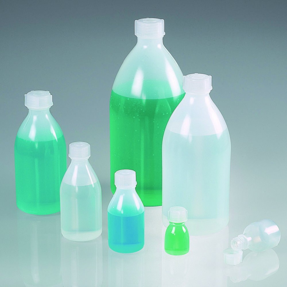 Narrow neck bottles bio, with screw cap, green LDPE Narrow neck bottles bio, with screw cap, green LDPE