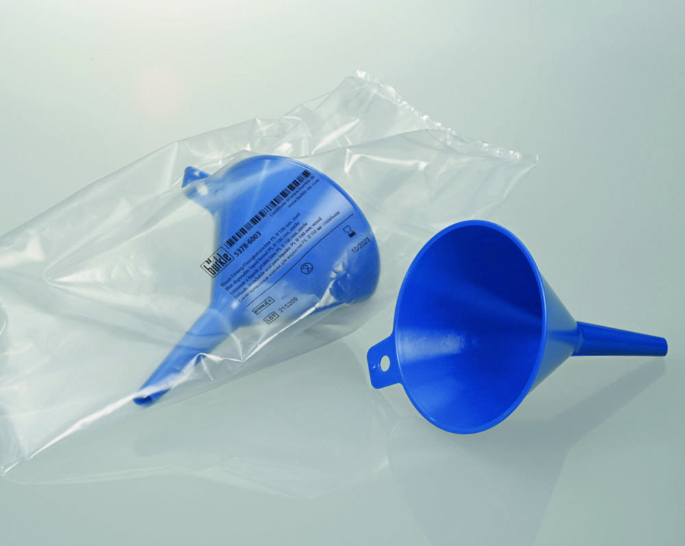 Disposable funnels, PS, blue Disposable funnels, PS, blue
