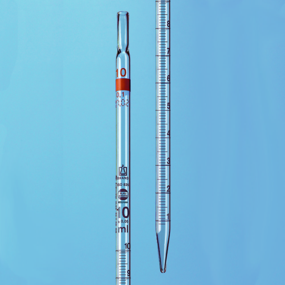 Graduated pipettes, total delivery, AR-glass®, class B, amber graduations, type 2 Graduated pipettes, total delivery, AR-glass®, class B, amber graduations, type 2